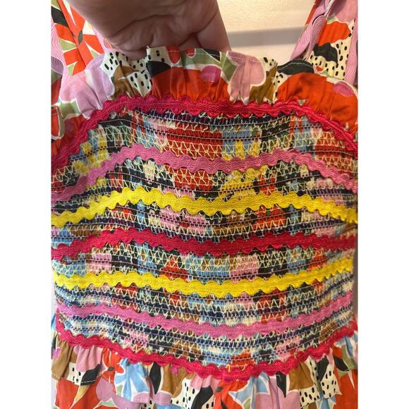 CeliaB Nilsa Multi-Color Floral Print Smocked Midi Dress Size Medium - Picture 7 of 12